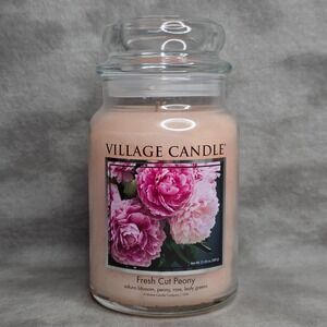 Village Candle 2 Wick Pink Peony Bouquet Scented 26 Oz Glass Jar  New